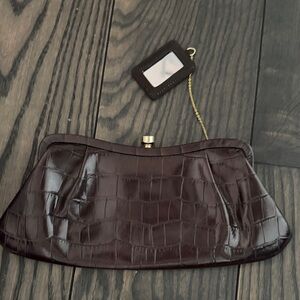 Banana Republic Elegant Brown Crocodile-Embossed Clutch